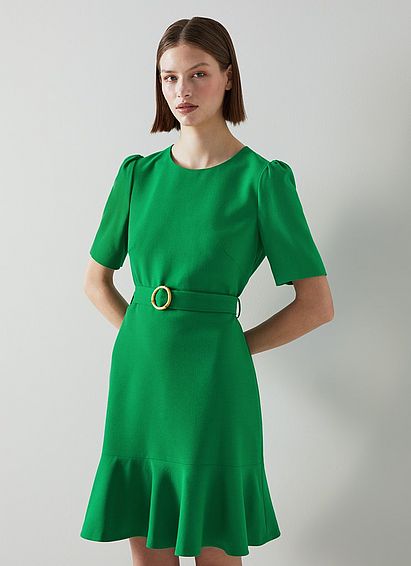Eliza Green Recycled Crepe Dress, Green