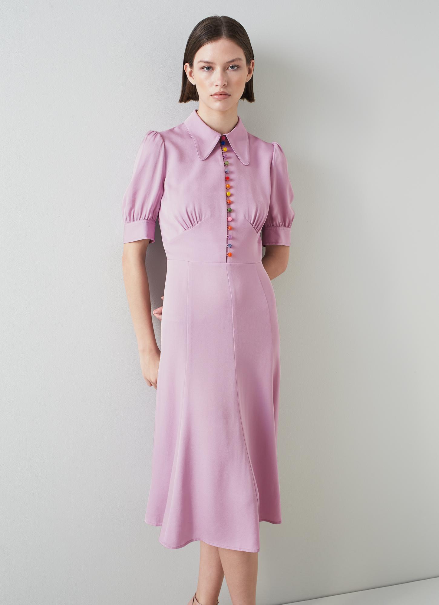 Farrier Lilac Marble Button Dress | The Archive Sale | L.K.Bennett, London
