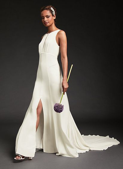 Hyacinth Ivory Low Back Long Train Wedding Dress, Ivory