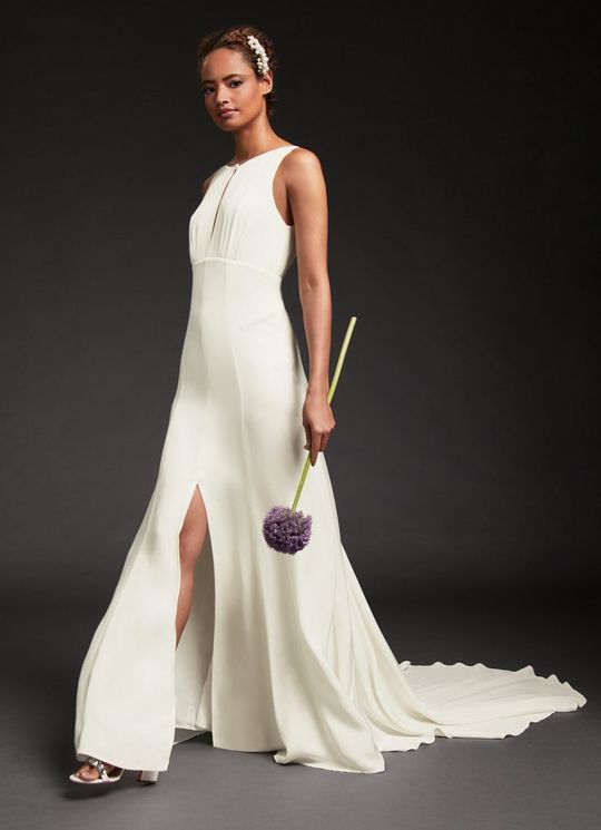 L.K.Bennett Hyacinth Ivory Low Back Long Train Wedding Dress, Ivory