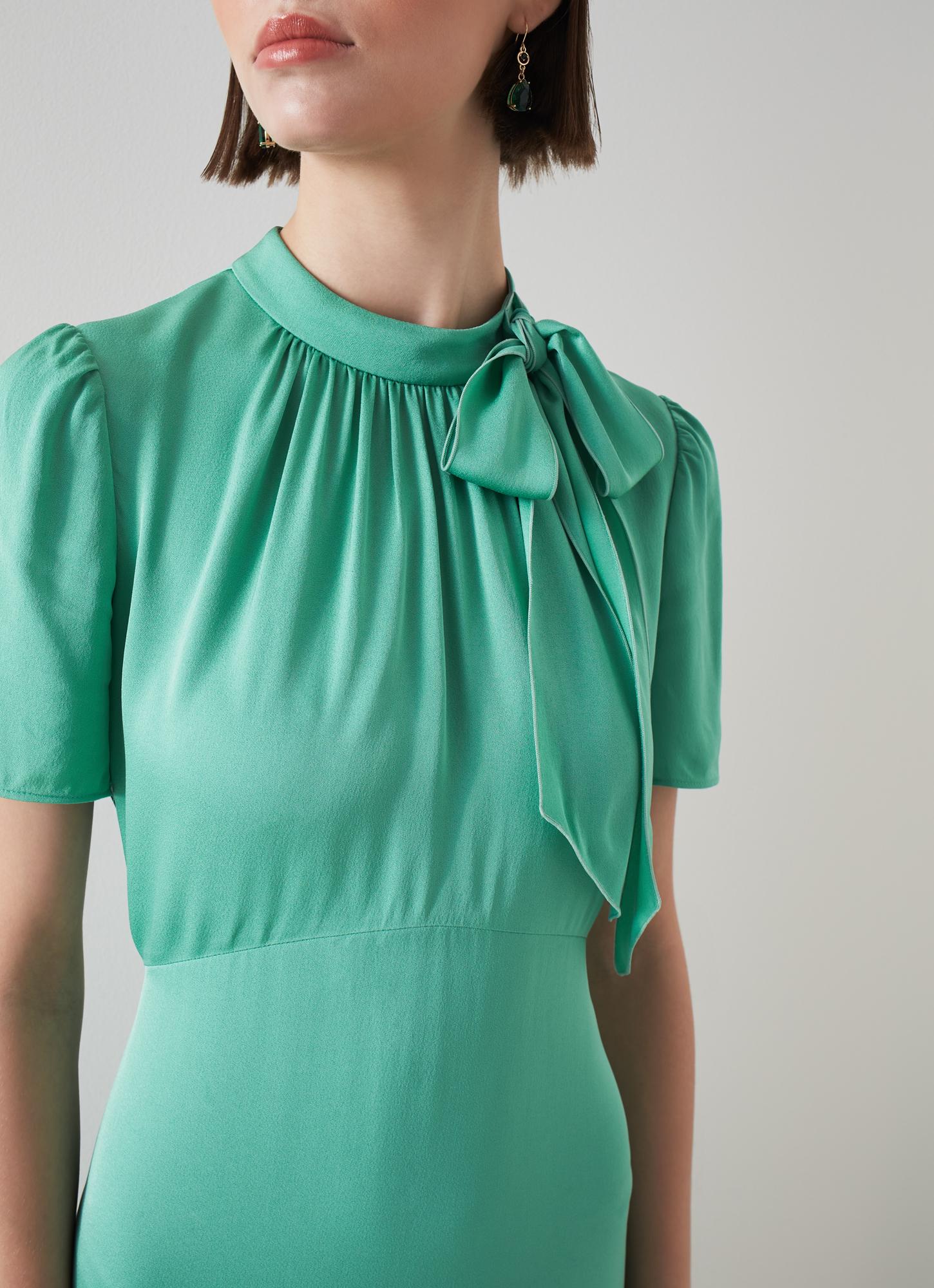 Kline Jade Crepe Tie-Neck Midi Dress | Clothing | Sale | Collections |  L.K.Bennett, London