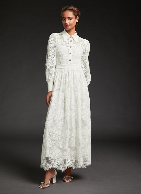 L.K.Bennett Lily Ivory Lace Wedding Dress Cream, Cream