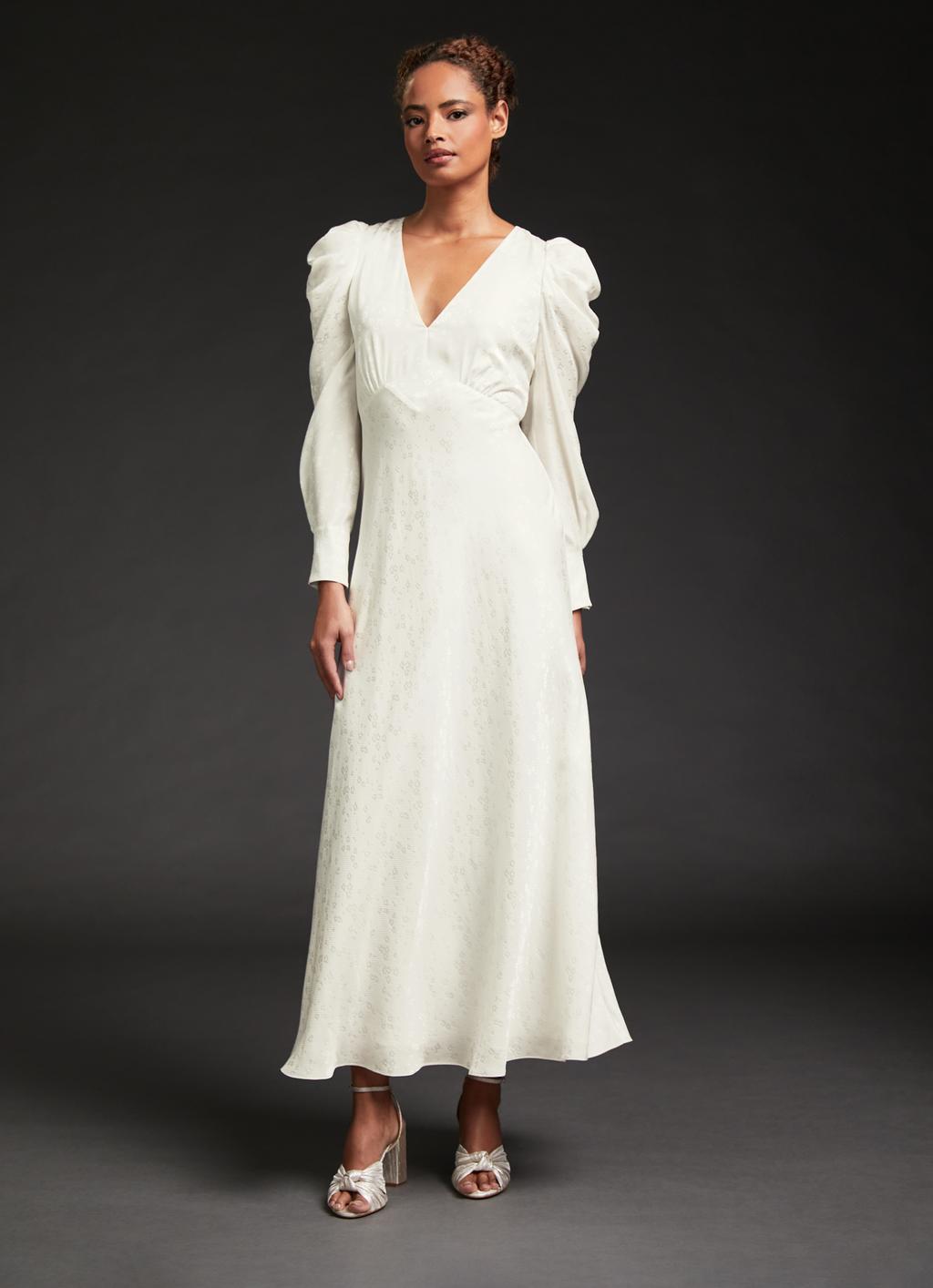Rose Ivory Silk Floral and Spot Jacquard Wedding Dress LK BENNETT