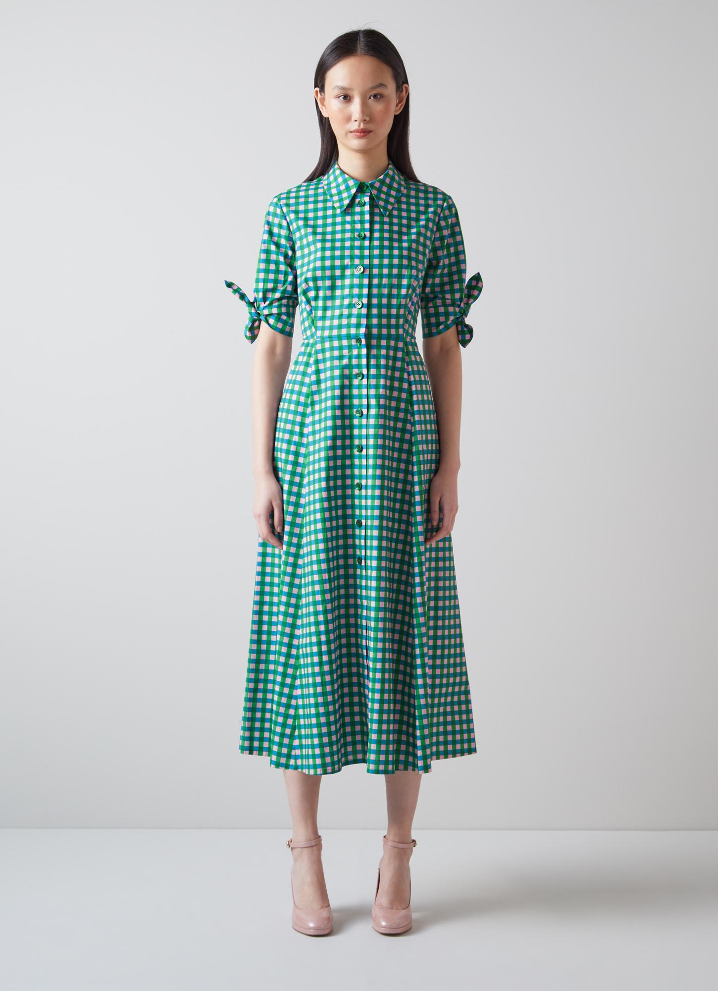 Saffron Green and Blue Check Shirt Dress | Clothing | Sale | Collections |  L.K.Bennett, London