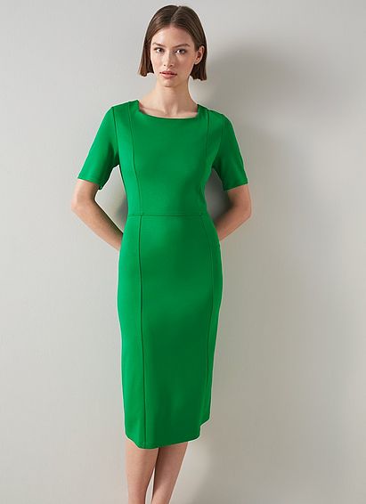 Sienna Green Lenzing Ecovero Viscose Blend Shift Dress, Green