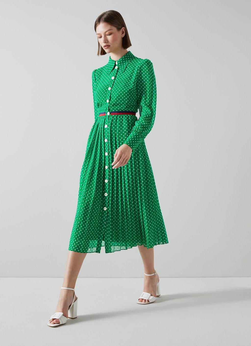 Mortimer Green Polka Dot Silk Dress Bennett Green Polka Dot Dress Lk  Bennett Mortimer Polka Dot Green