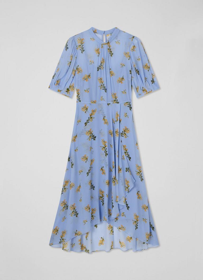Thalia Blue And Yellow Mimosa Print Dress | Sale | Collections