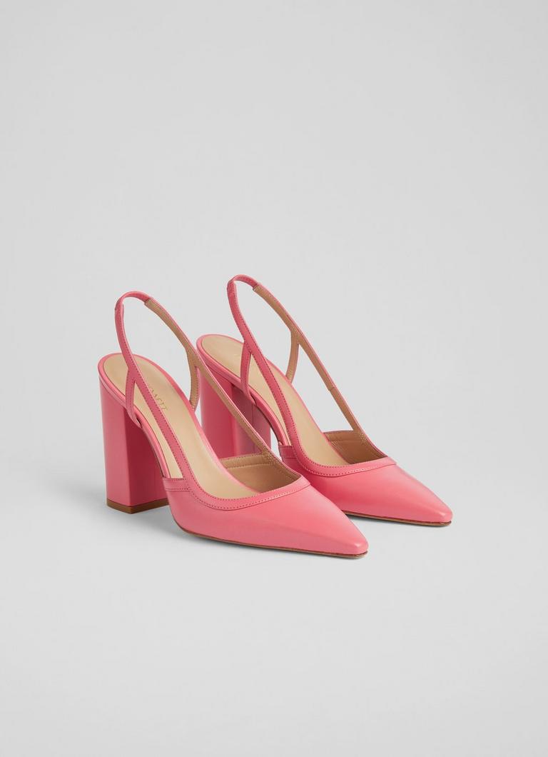 Cerise pink top slingback shoes
