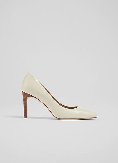 Floret White Leather Pointed Toe Courts, White