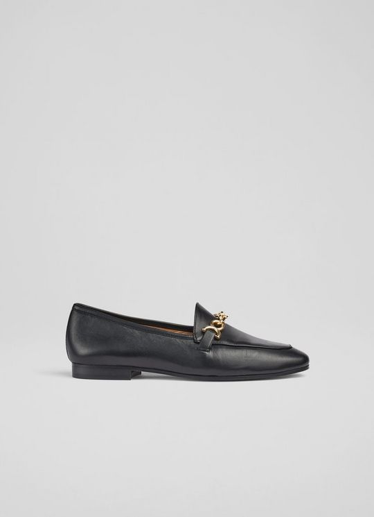L.K.Bennett Adalynn Black Leather Snaffle Loafers, Black