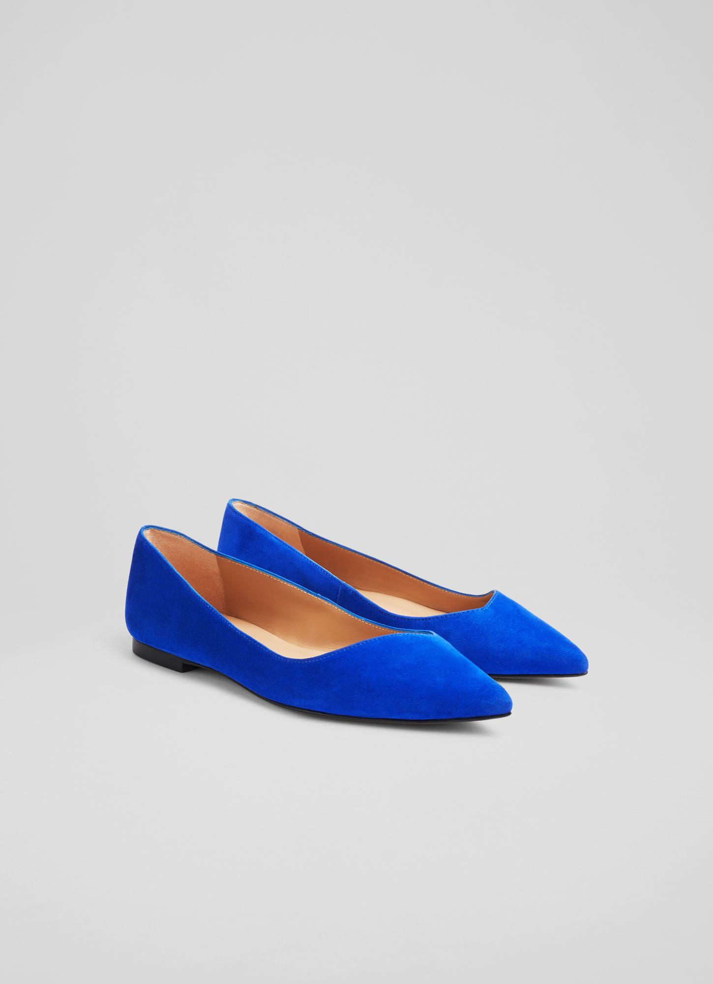 Coral Blue Suede Pointed Flats Sale Collections L.K.Bennett London