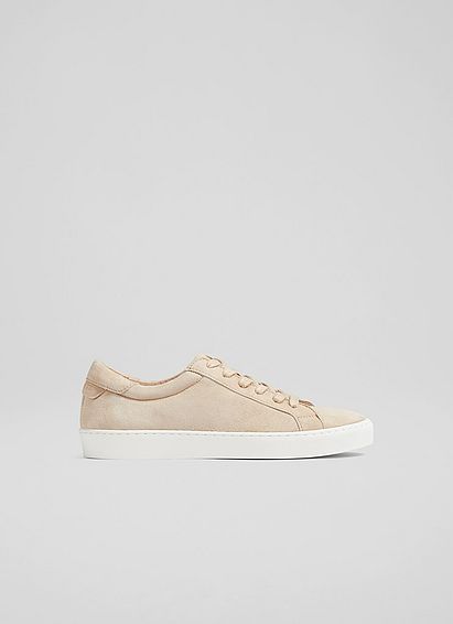 Jasper Beige Suede Lace-Up Trainers Trench, Trench