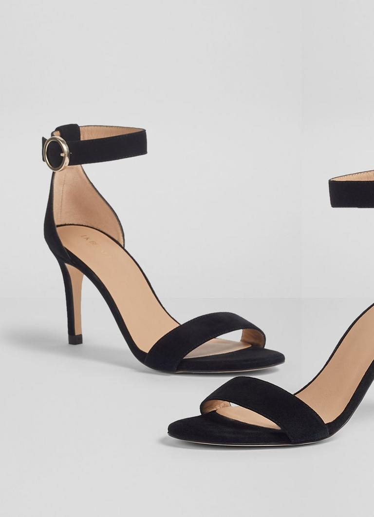 英国発【LKBennett】Ivy スウェード ヒールサンダル Ivy Black Suede Single Strap Sandals | Occasion Shoes