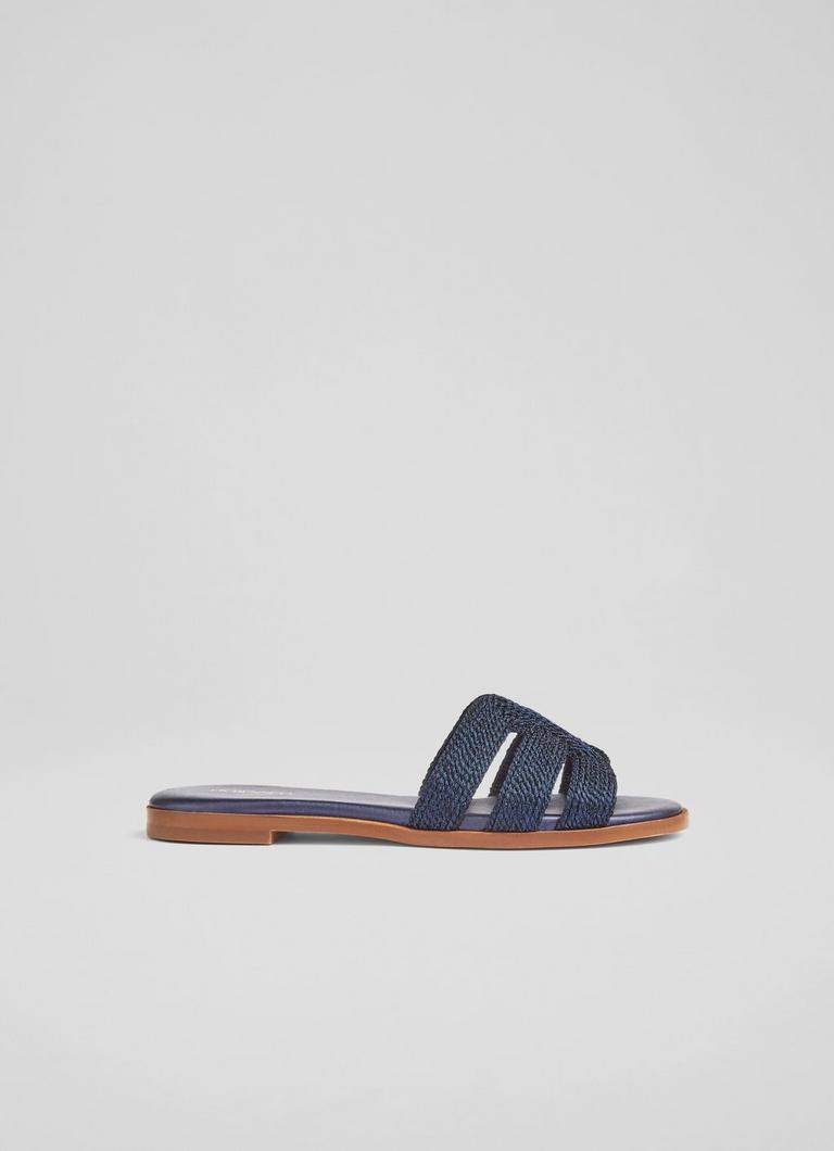 Navy blue mule sandals discount