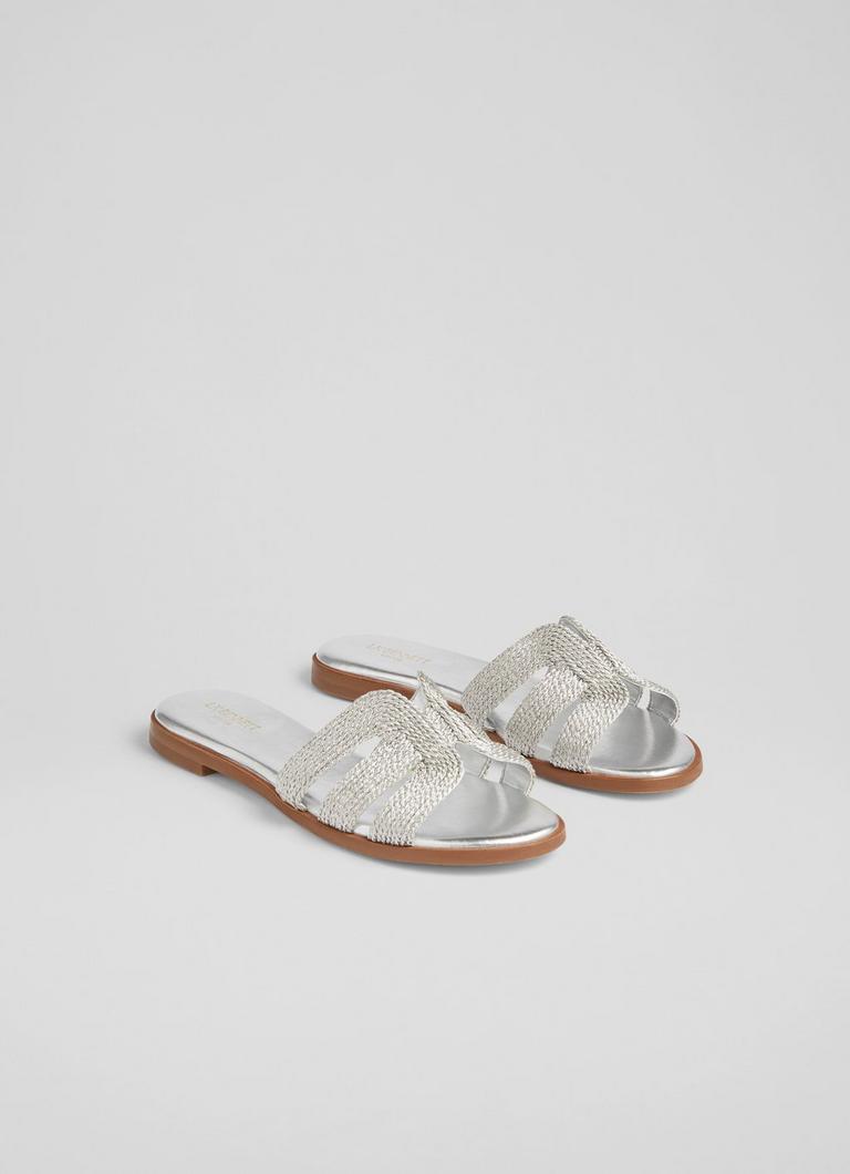 Silver flat mules shop