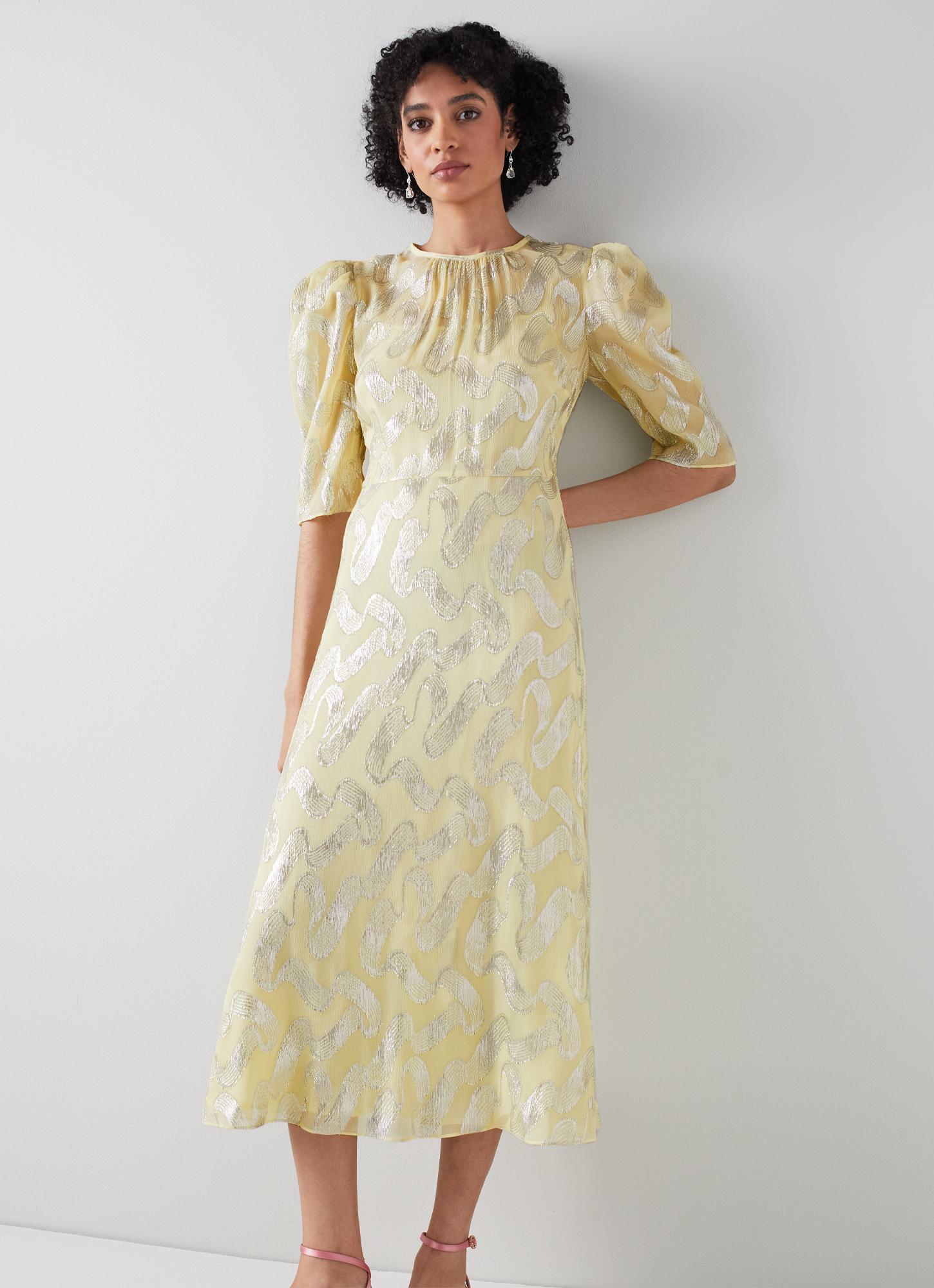 Glinda Cream Silk and Metallic Silver Dress | The Archive Sale | L.K.Bennett,  London