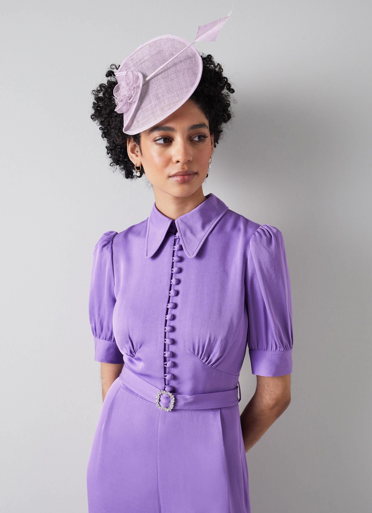 Lilac Stone Paved Mesh Bow Pointed Fascinator Dressy Hat Stone Paved Mesh Bow Pointed Fascinator / Dressy Hat  main image 4