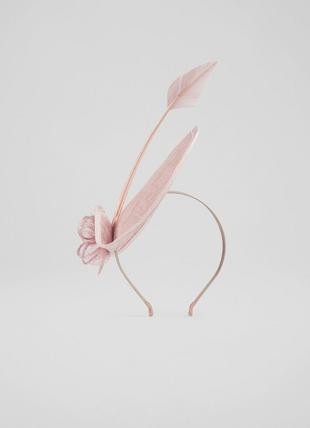 Eileen Pink Mesh and Feather Fascinator