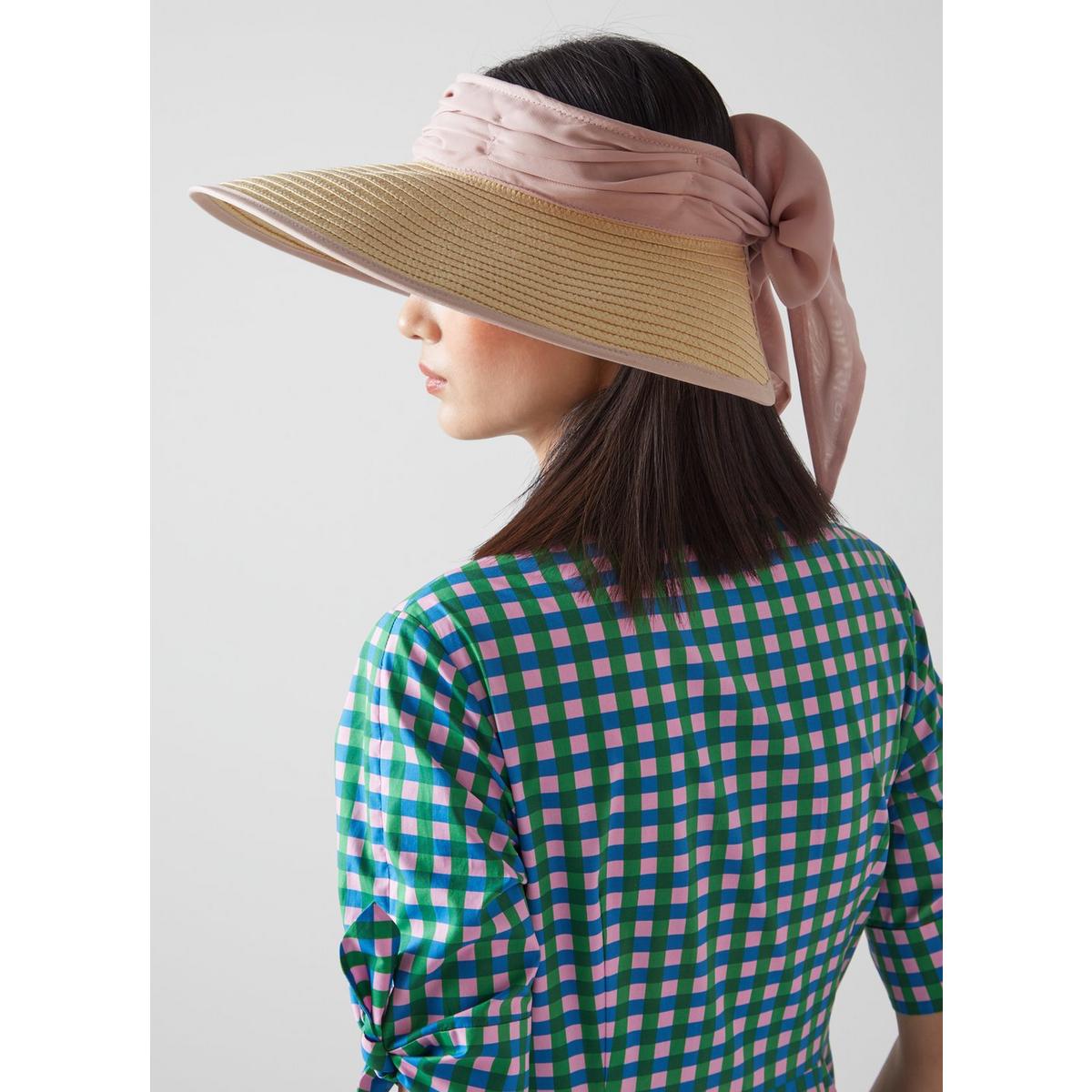 Rosemary Natural Raffia and Pink Bow Visor | Accessories  display picture 1