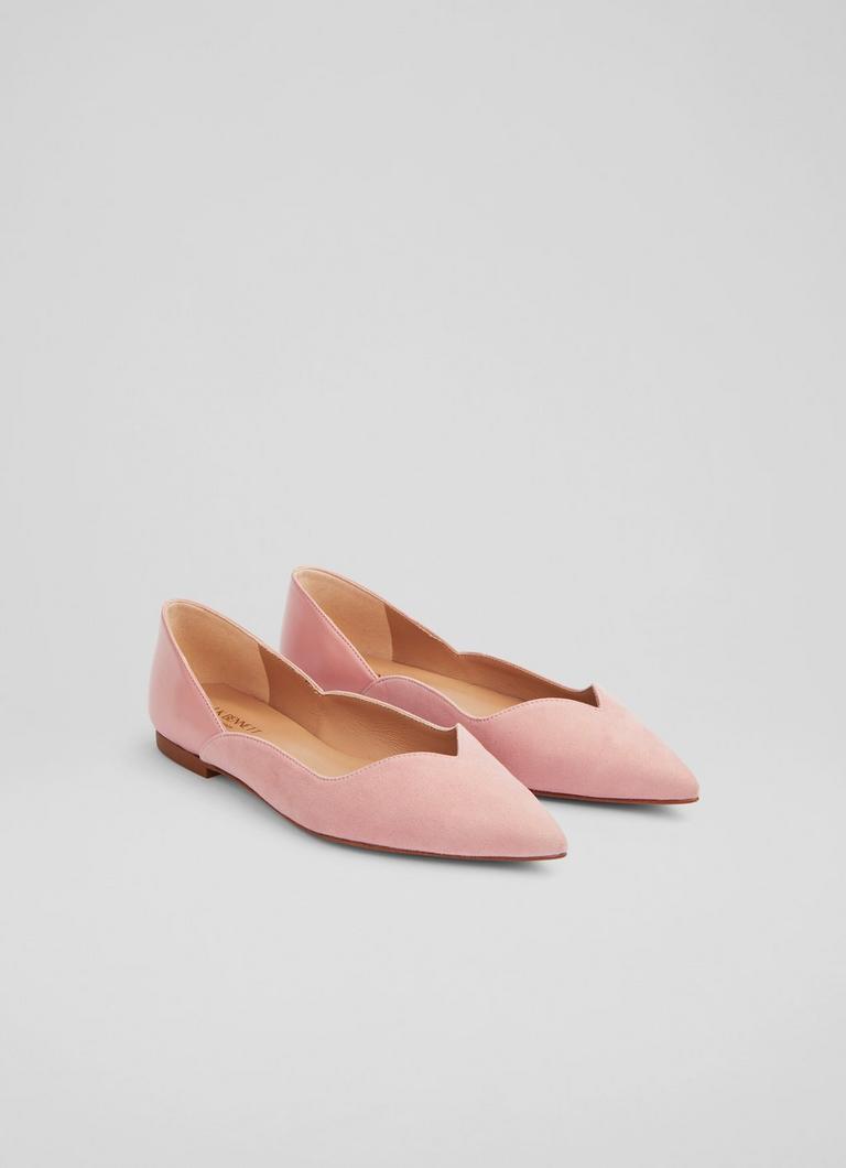 Iris Pink Suede and Leather Sweetheart Flats