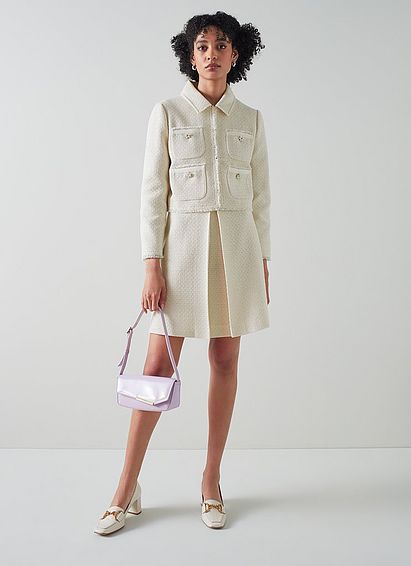 Ada Cream and Silver Recycled Cotton Tweed Jacket Cream Silver, Cream Silver