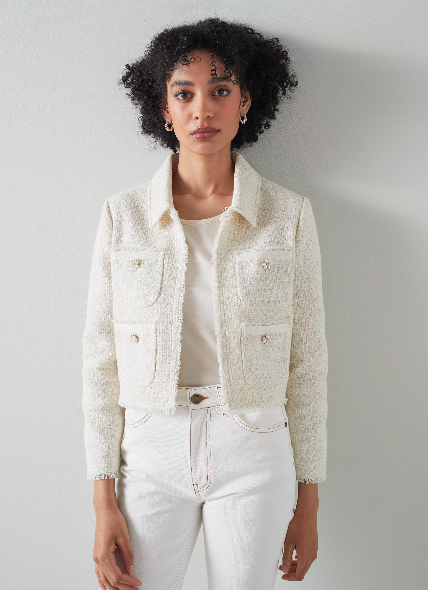 Ada Cream and Silver Recycled Cotton Tweed Jacket The Archive Sale L.K.Bennett London