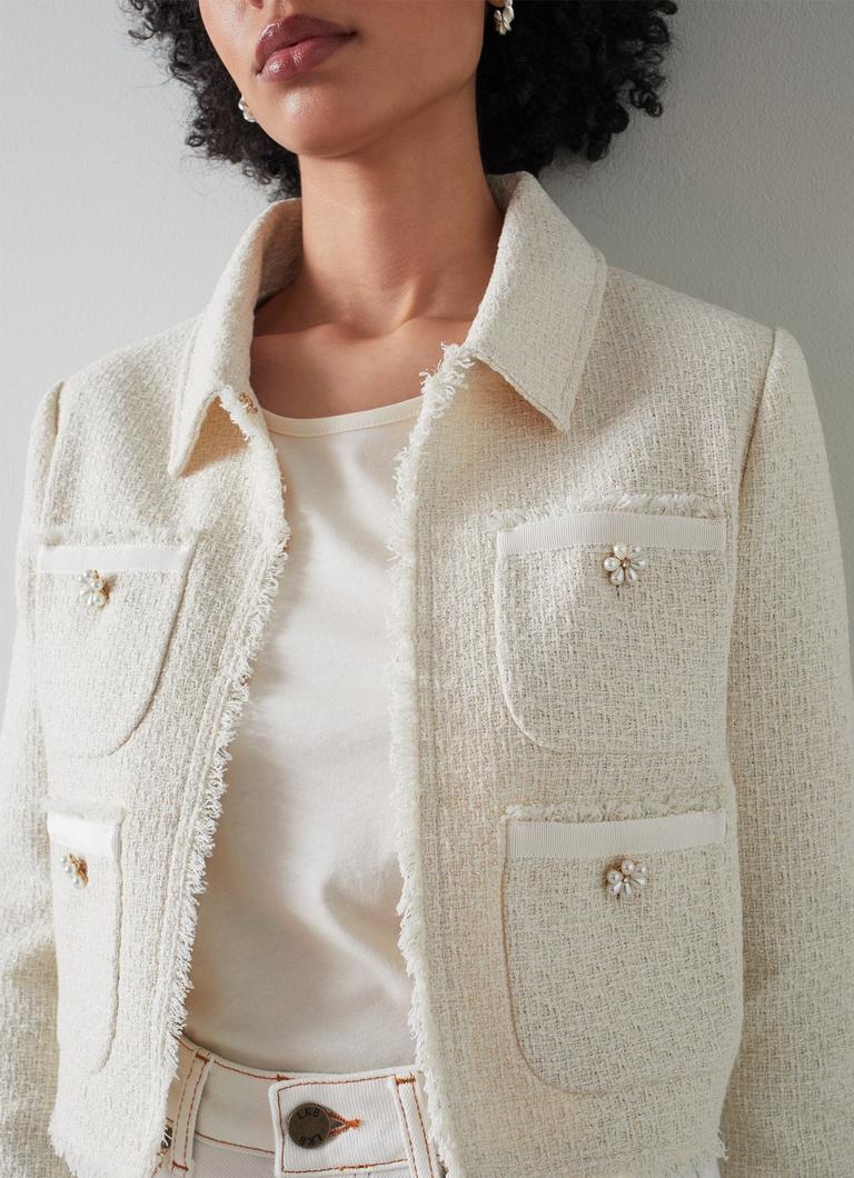 Ada Cream and Silver Recycled Cotton Tweed Jacket The Archive Sale L.K.Bennett London
