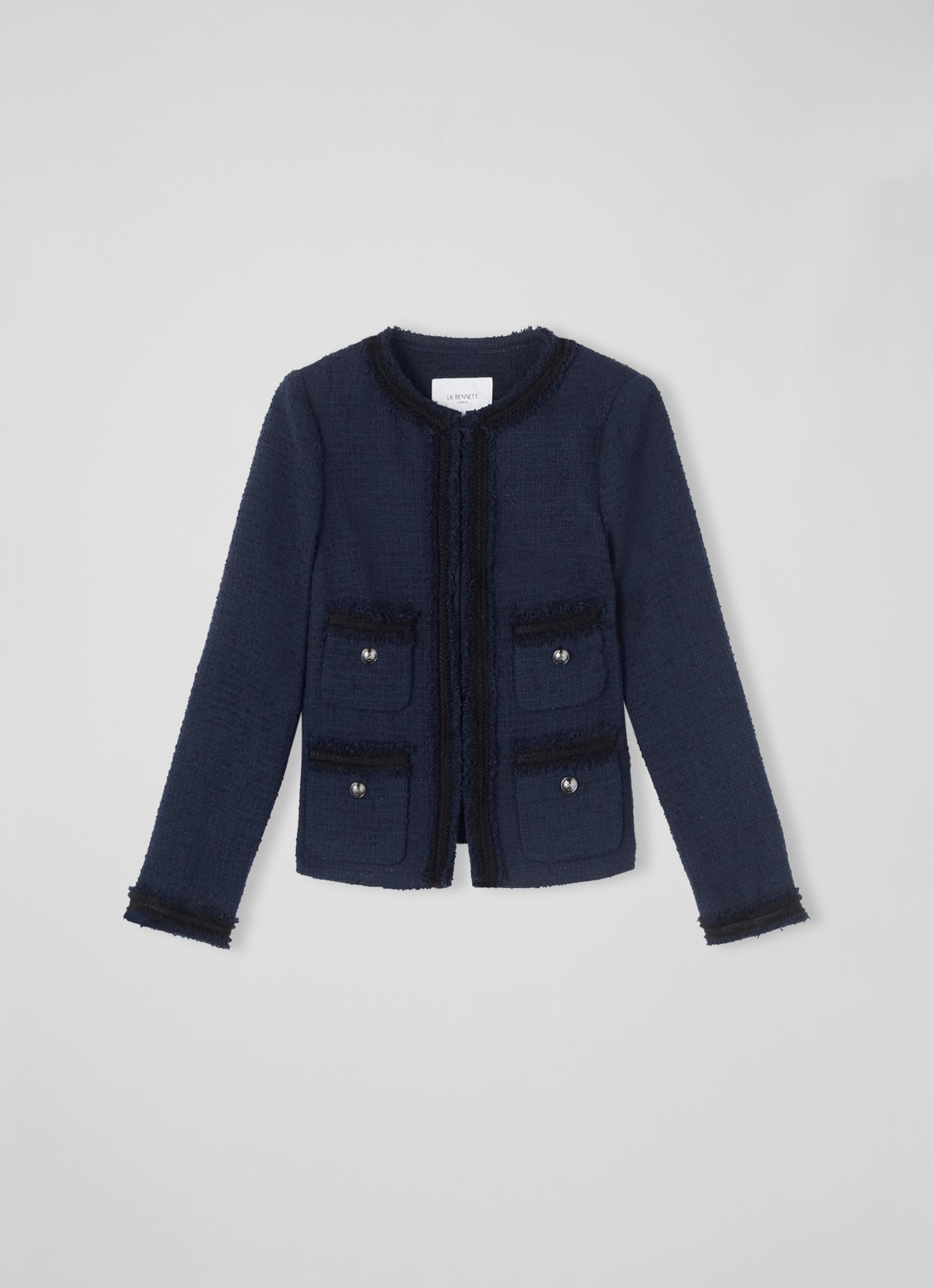 Charlee Navy Tweed Jacket | Clothing | L.K.Bennett