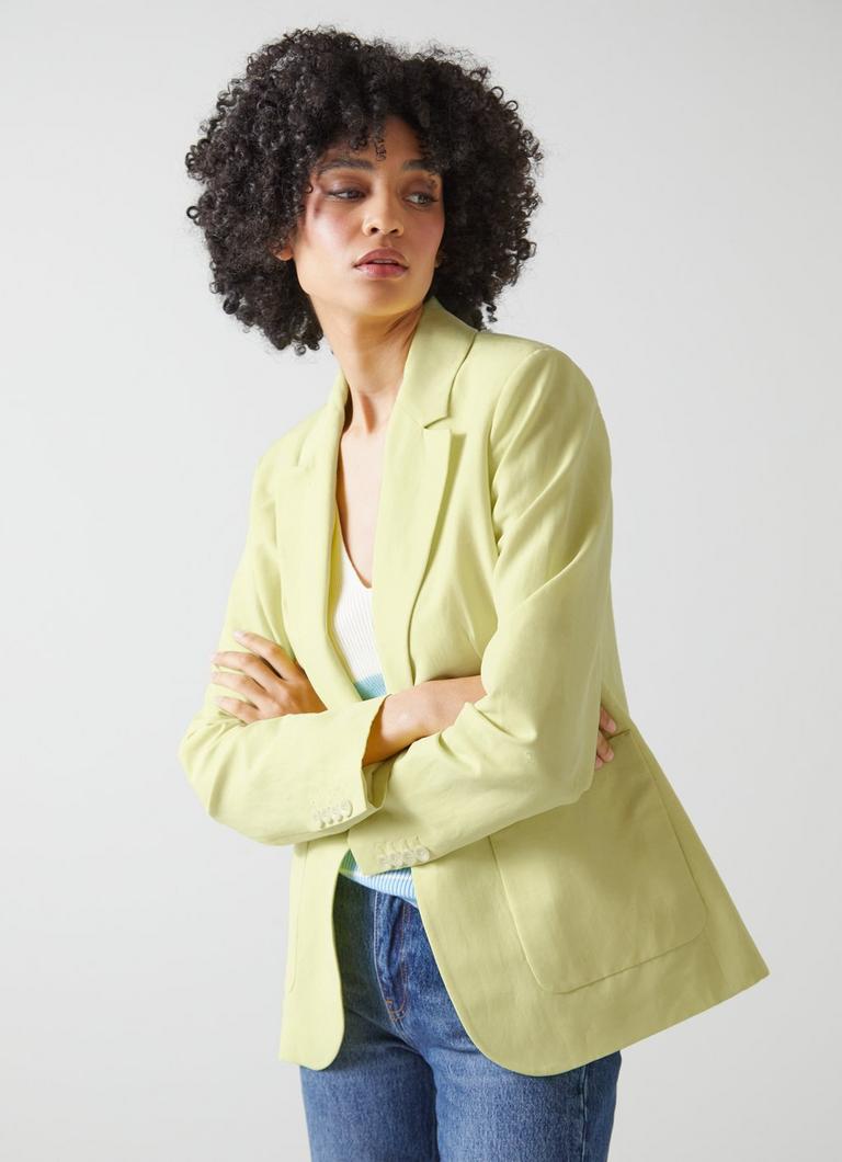 Fleur Lemon Yellow Linen Blend Blazer Sale Collections L.K.Bennett London