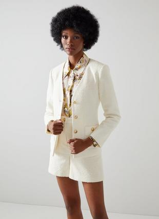 Hanna Cream Recycled Cotton Blend Tweed Jacket