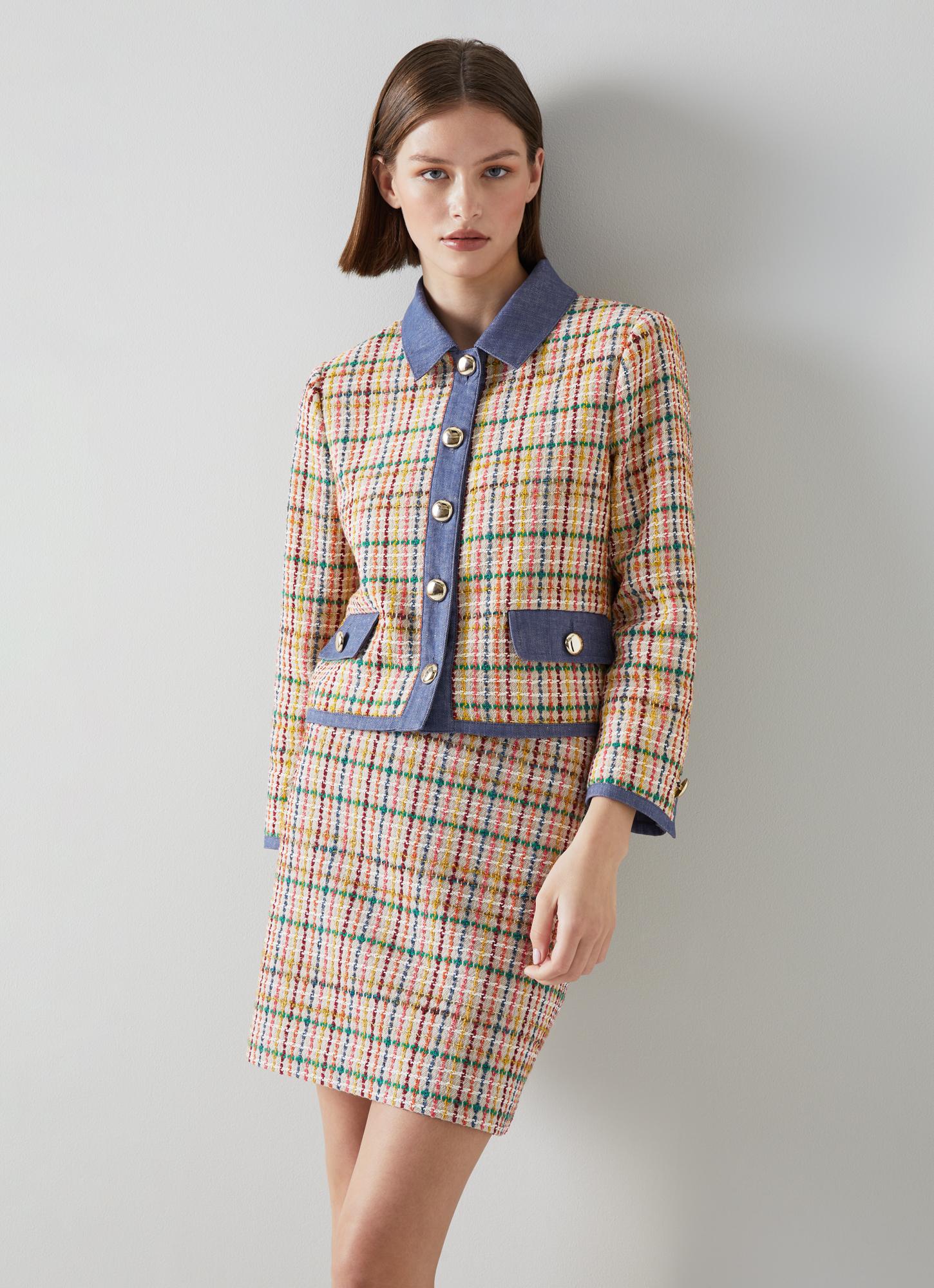 Multi coloured tweed clearance jacket