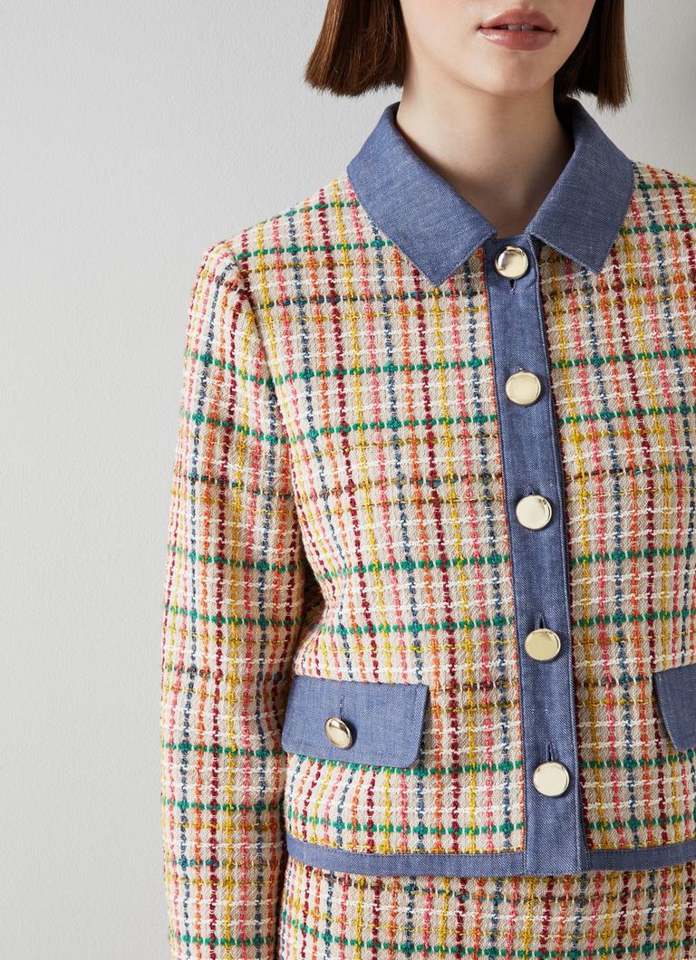Marguerite Multi-Coloured Tweed and Denim Jacket Sale