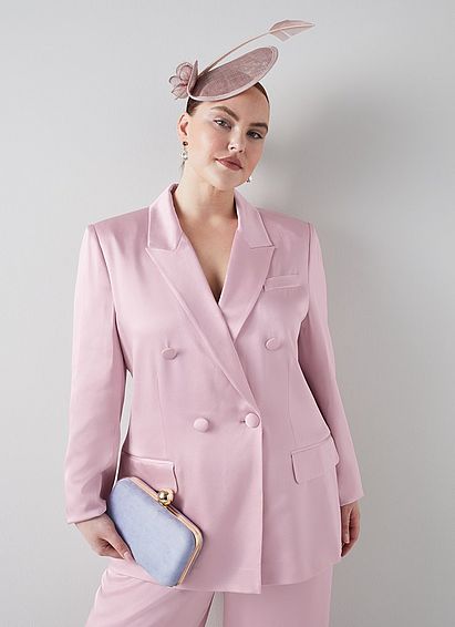 Rose Pink Italian Satin Jacket, Pink