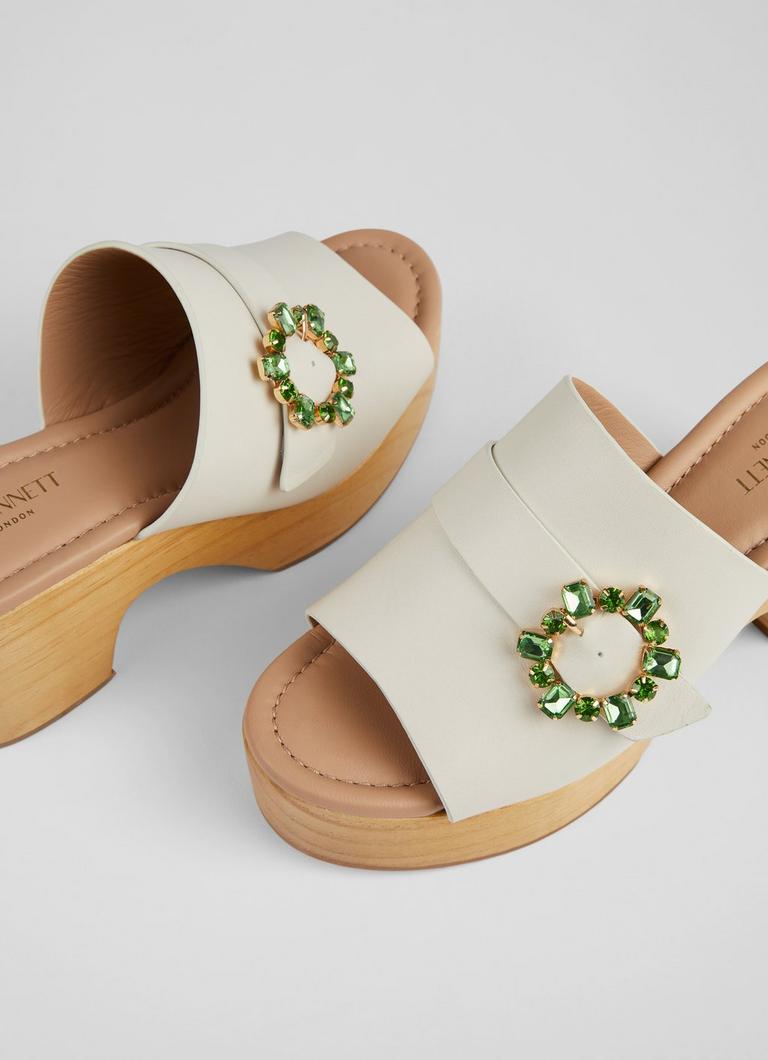 【送料&関税込】Off-White Lea Mule Sandal Jojo White Leather Wooden Flatform Mules | Sale