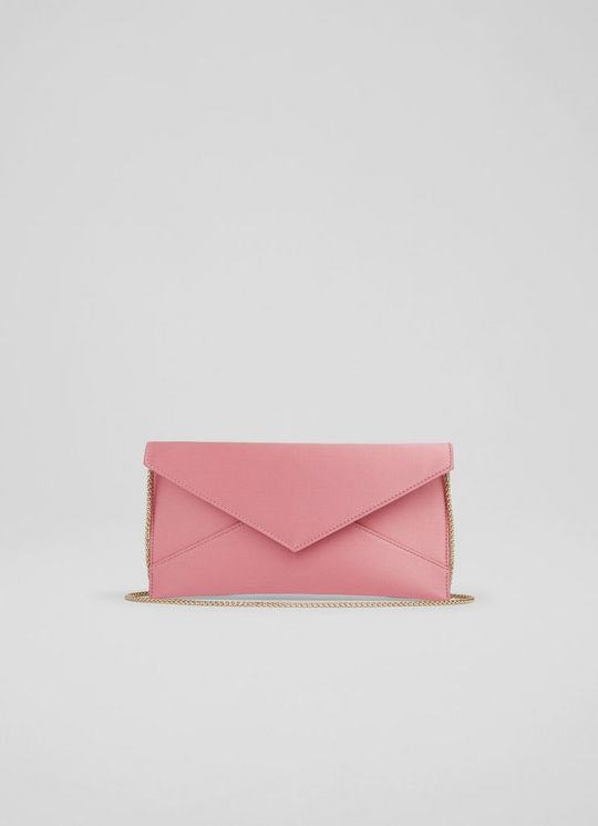 L.K.Bennett Kendall Pink Satin Clutch Bag, Pink