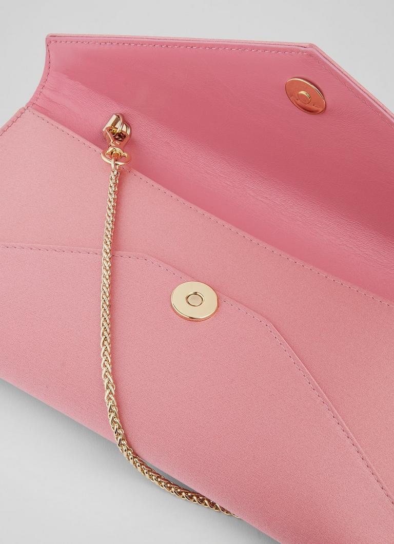 Pale pink satin clutch bag sale
