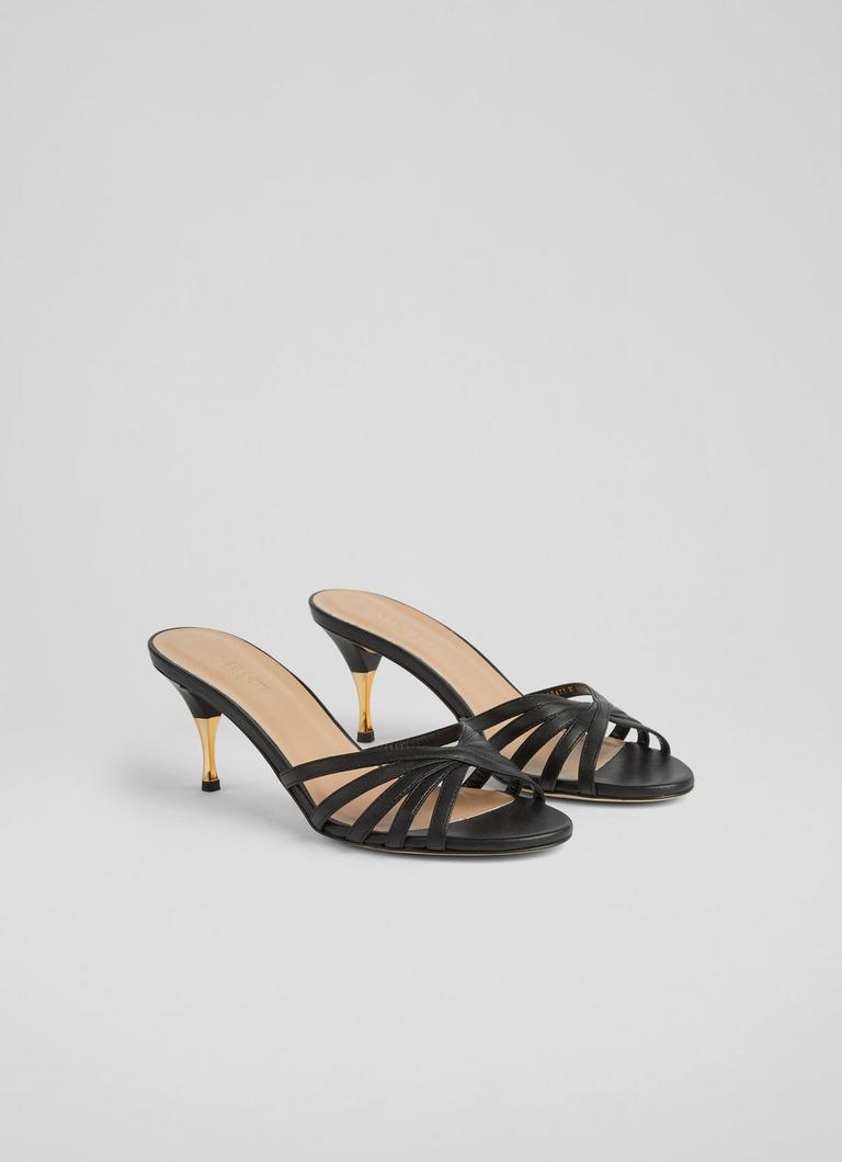 Black strappy kitten hot sale heels