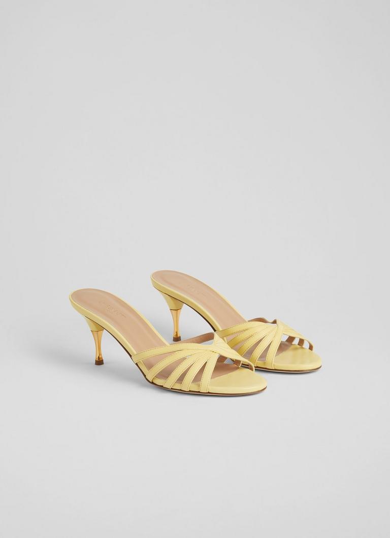 Yellow kitten heel shoes hotsell