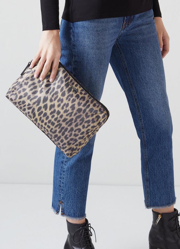 Large leopard print clutch bag 2025