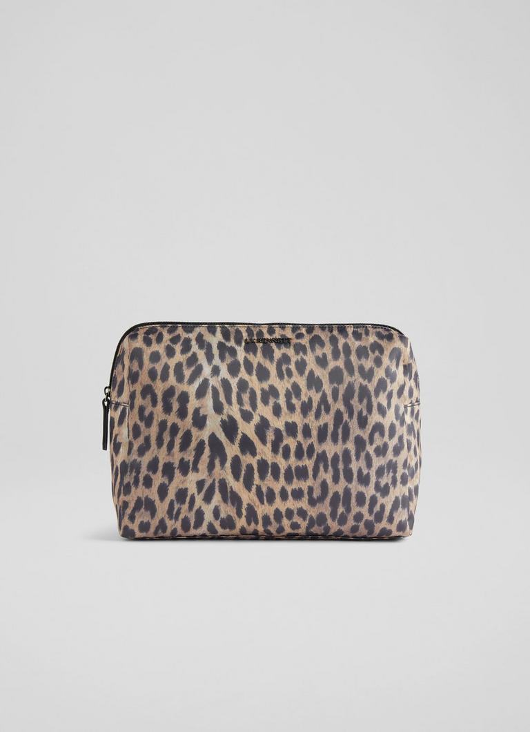 Leia Leopard Print Nylon Large Pouch