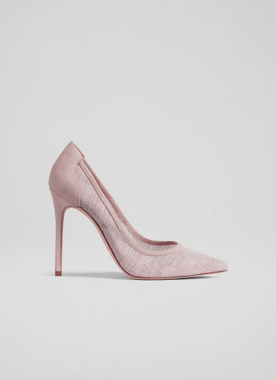 L.K.Bennett Madelyn Pink Linen Pointed Toe Courts, Grey