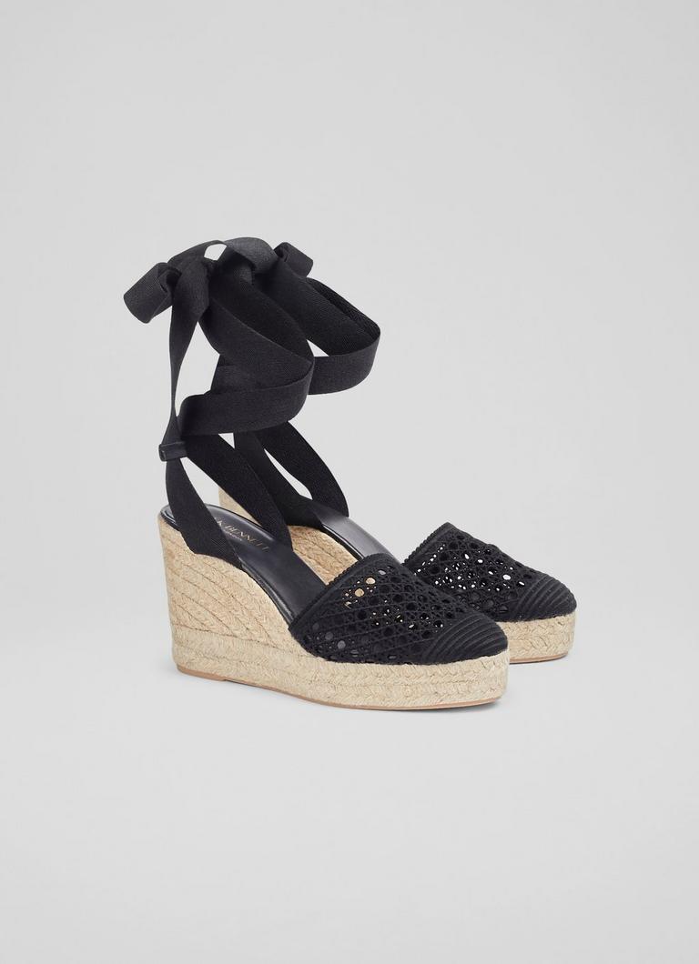 Lace top espadrille sandals