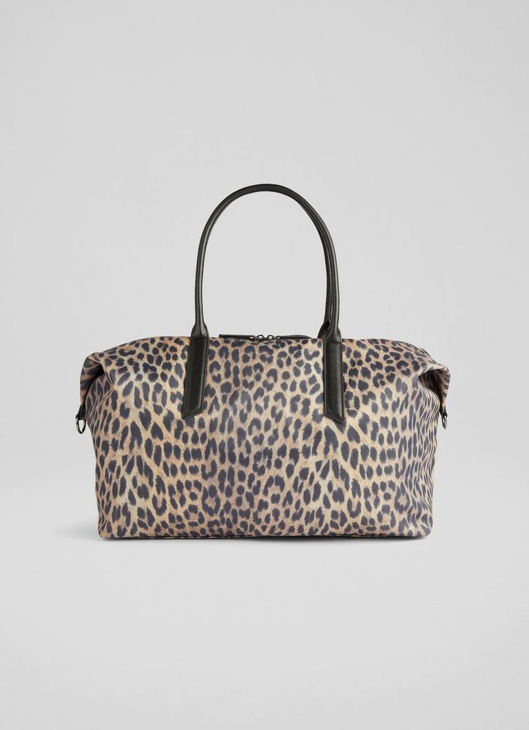 Mayla Leopard Print Nylon Weekend Bag Sale Collections L.K