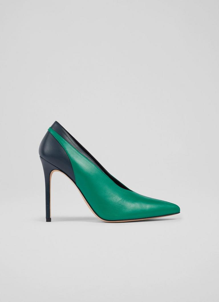 Quinny Green and Navy Leather High Topline Courts Sale