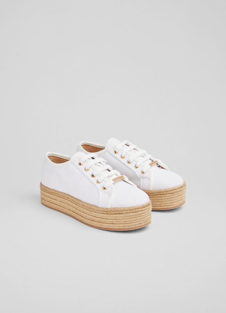 Rhys White Canvas Flatform Espadrille Sneakers Sale Collections L.K.Bennett London