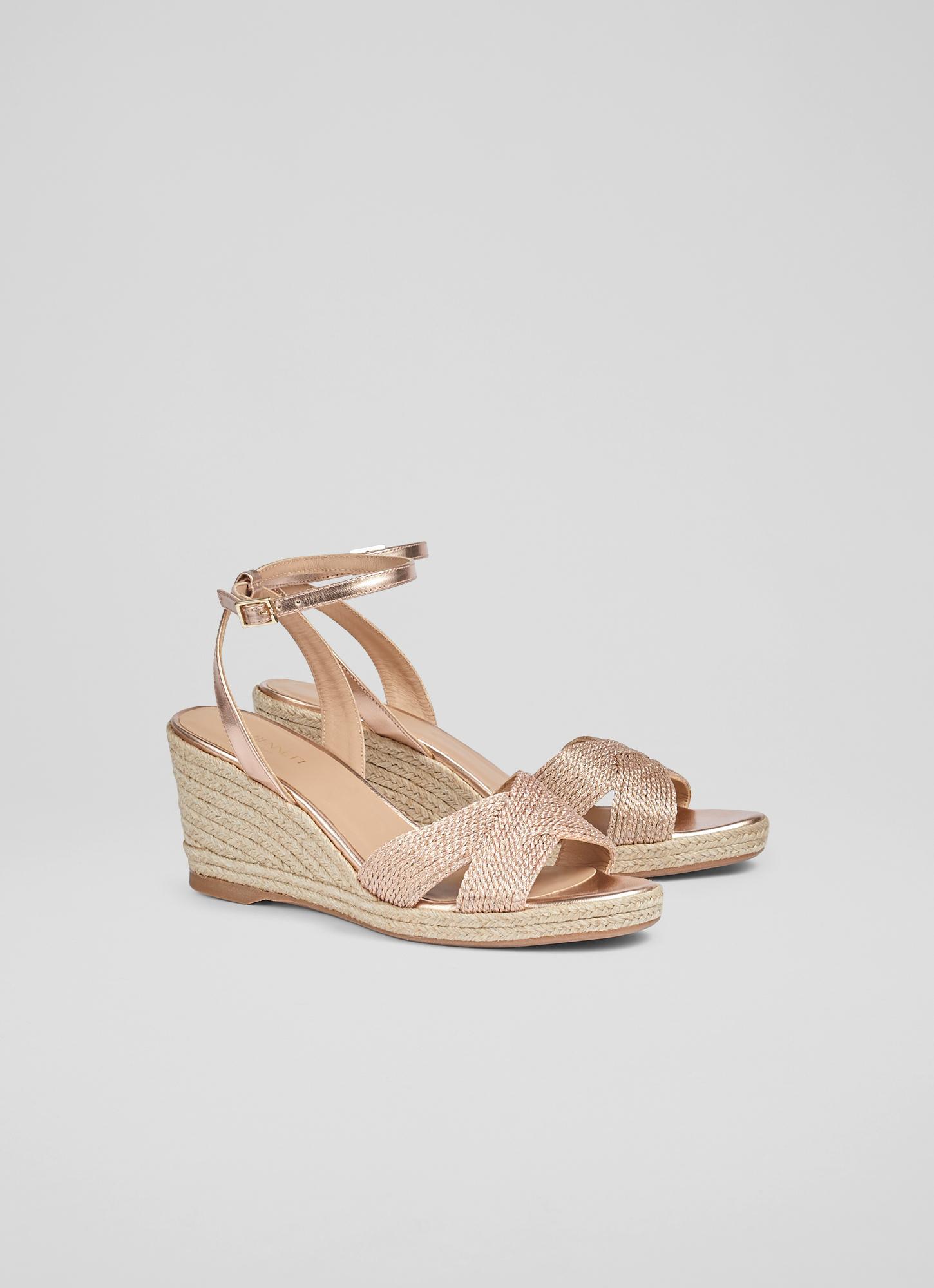 Santana Rose Gold Metallic Rope Wedges Sale Collections L.K.Bennett London