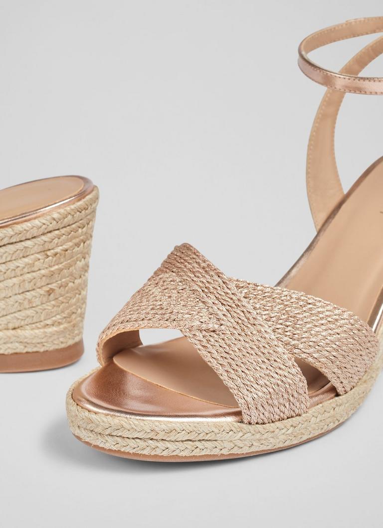 Santana Rose Gold Metallic Rope Wedges Sale Collections L.K