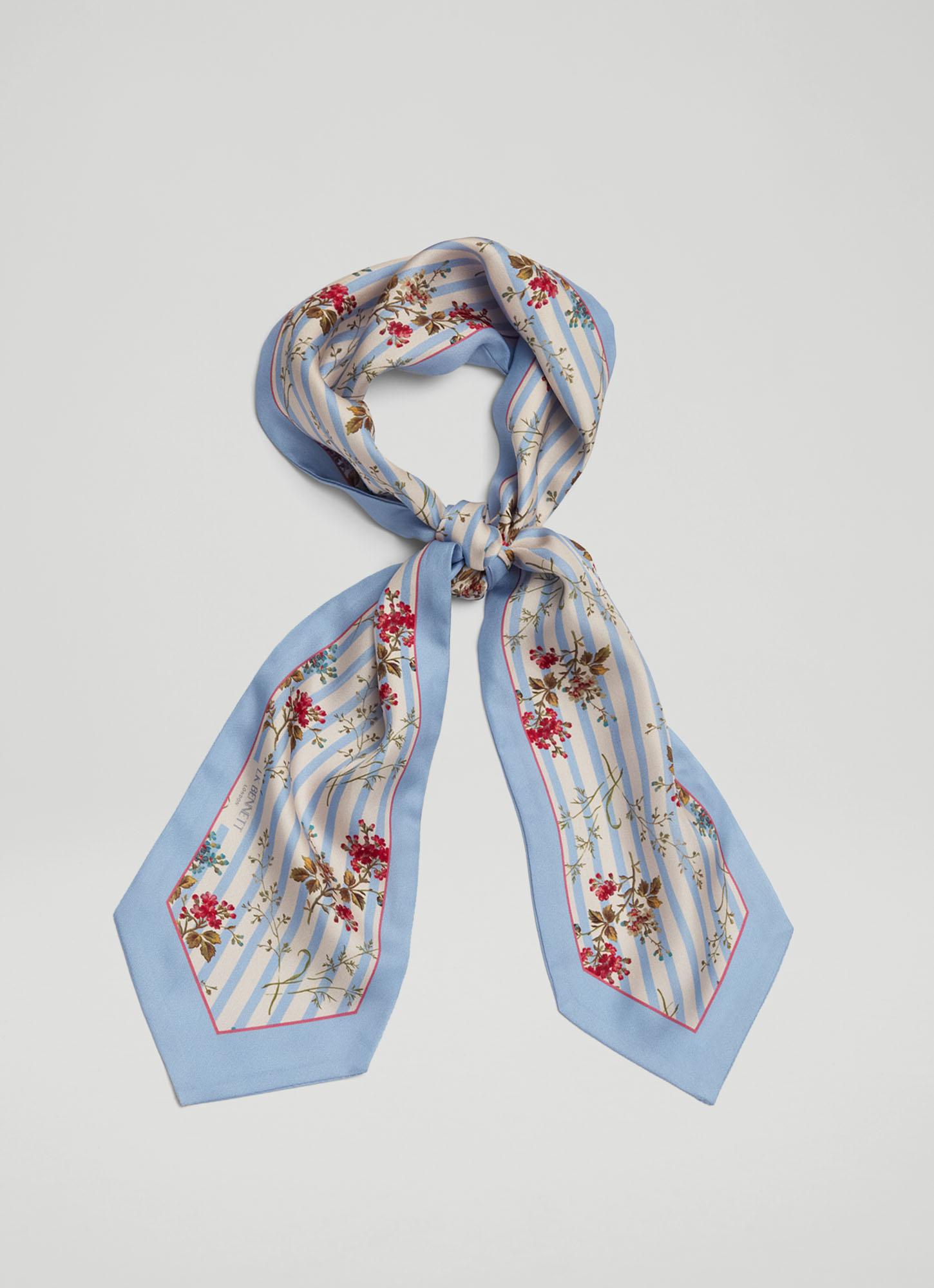Flora Wildflower Stripe Print Silk Skinny Scarf Sale