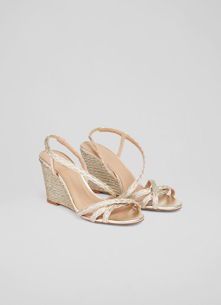 Shiela Gold Rope Wedge Sandals blackfriday L.K.Bennett London