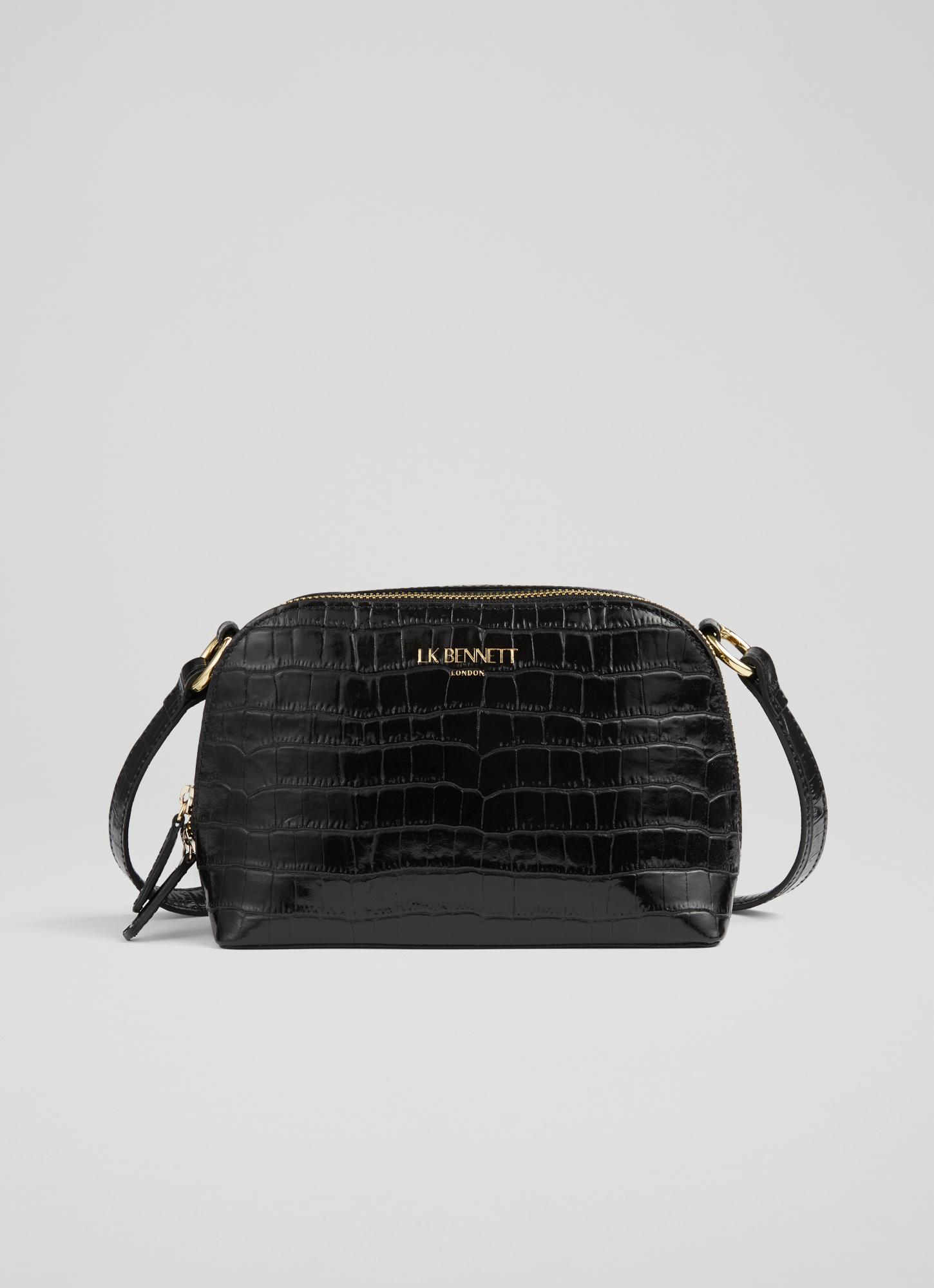 Hudson Black Croc-Effect Leather Cross-Body Bag Cross-Body Bags